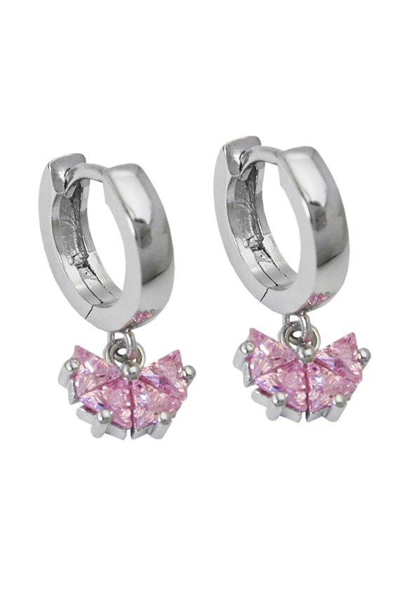 HOOP EARRINGS ZIRCONIA PINK SILVER 925
