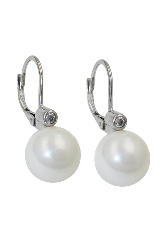 EARRING STUDS WHITE BEAD SILVER 925