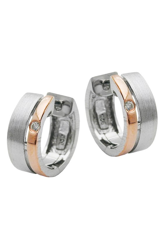 HOOPS GOLD PLATED RED SILVER 925