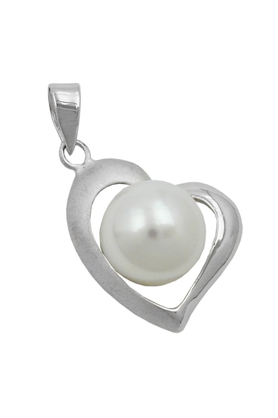 PENDANT HEART AND PEARL 9MM SILVER 925