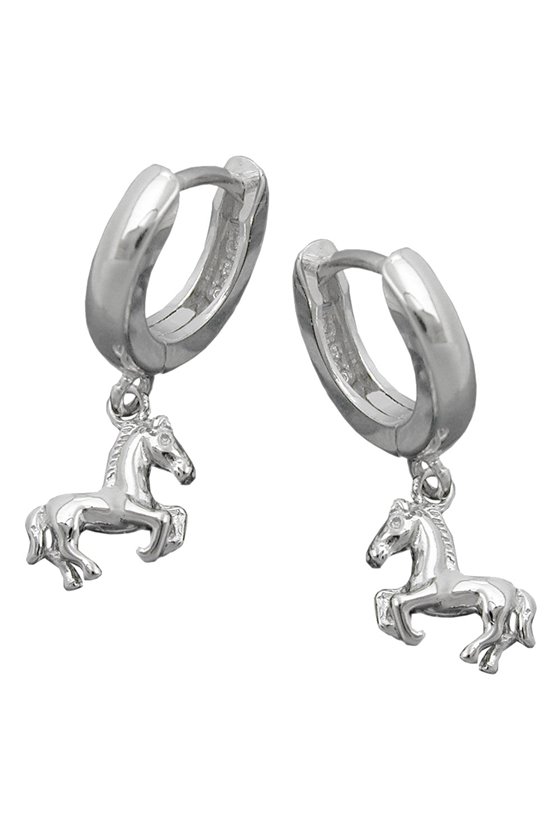 HOOP EARRINGS WITH HORSES SILVER 925