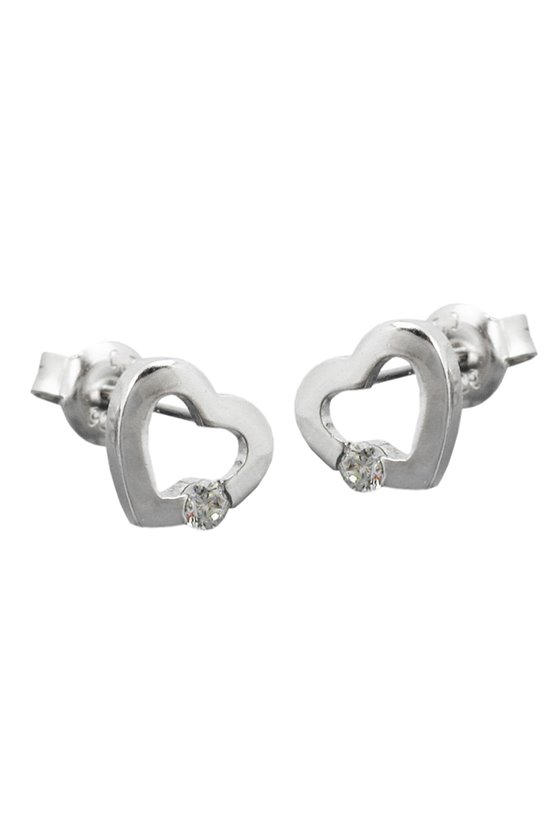 STUD EARRING HEART ZIRCONIA SILVER 925