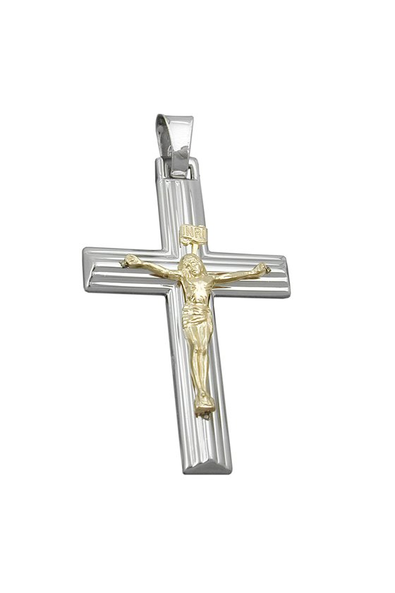 PENDANT CRUZIFIX TWO TONE SILVER 925