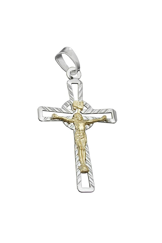PENDANT CRUZIFIX TWO TONE SILVER 925