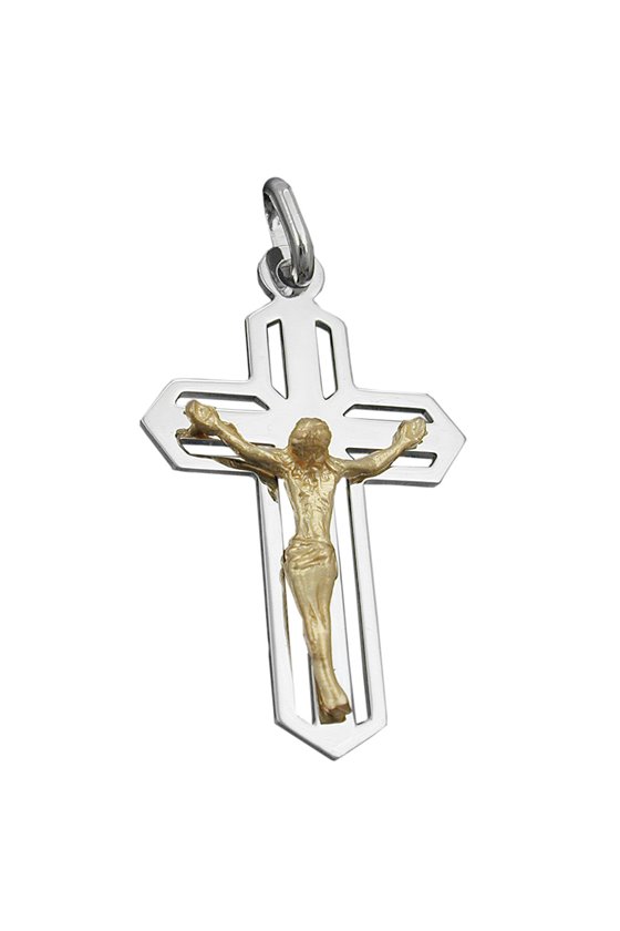 PENDANT CRUZIFIX TWO TONE SILVER 925