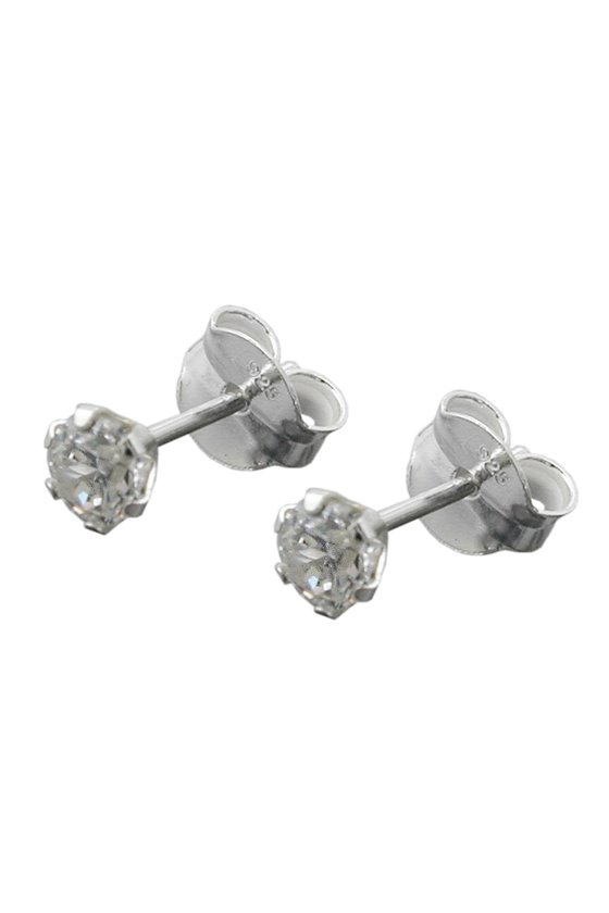 EARRING STUDS ZIRCONIA WHITE SILVER 925