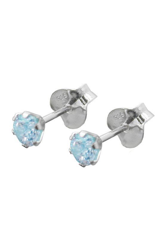EARRING STUDS ZIRCONIA AQUA SILVER 925