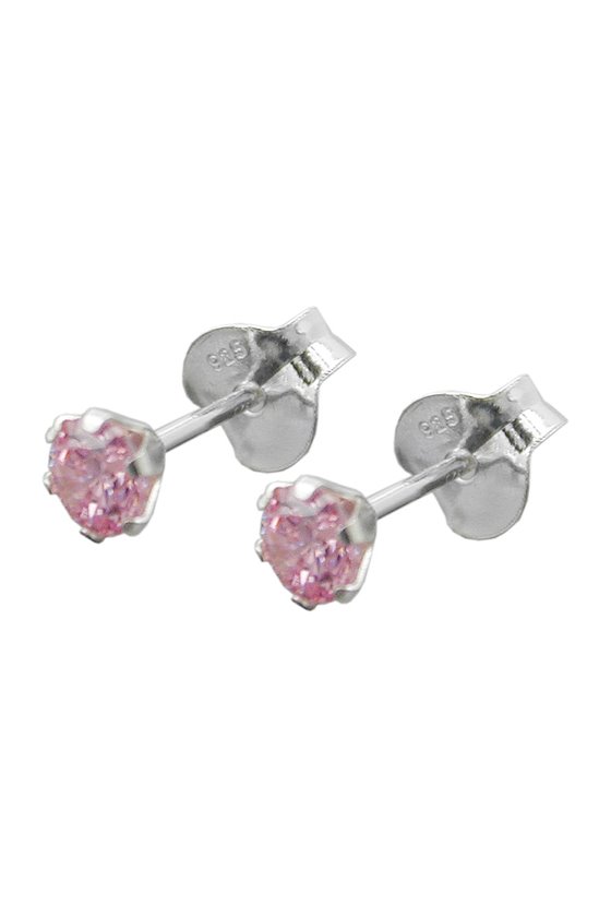 EARRING STUDS ZIRCONIA PINK SILVER 925