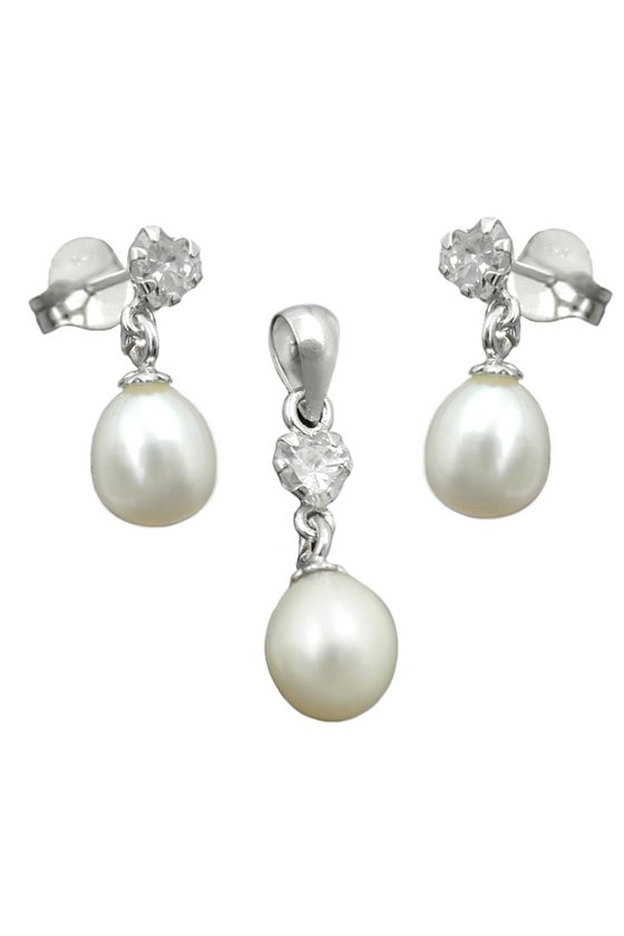 PENDANT AND EARRINGS PEARL SILVER 925