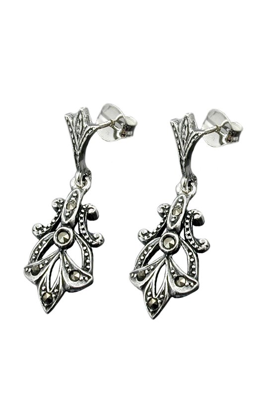 STUD EARRINGS MARCASITE SILVER 925