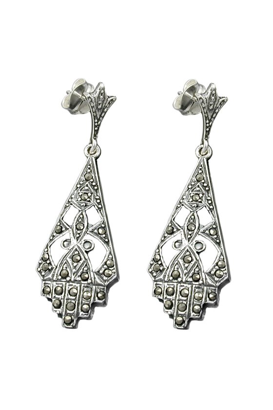 STUD EARRINGS MARCASITE SILVER 925