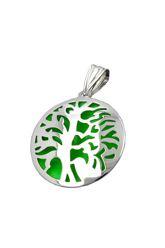 PENDANT TREE LUNINOUS GREEN SILVER 925