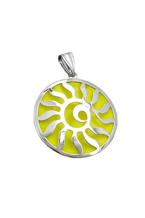 PENDANT SUN LUMINOUS YELLOW SILVER 925