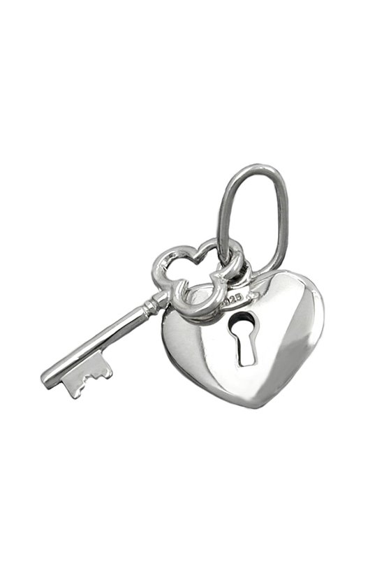 PENDANT LOCK + KEY SILVER 925