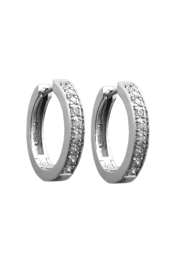HOOP EARRINGS RHODIUM PLATED ZIRCONIA SILVER 925