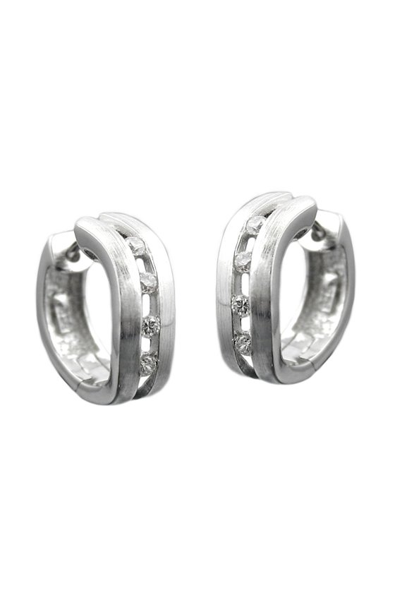 HOOP EARRINGS WHITE ZIRCONIA SILVER 925