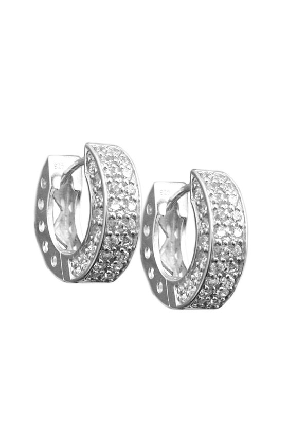 HOOP EARRINGS WHITE ZIRCONIA SILVER 925