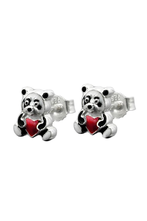 STUD EARRINGS COLOURED PANDA SILVER 925