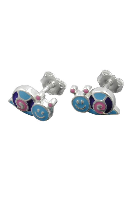 STUD EARRINGS SNAIL COLOURFUL SILVER 925