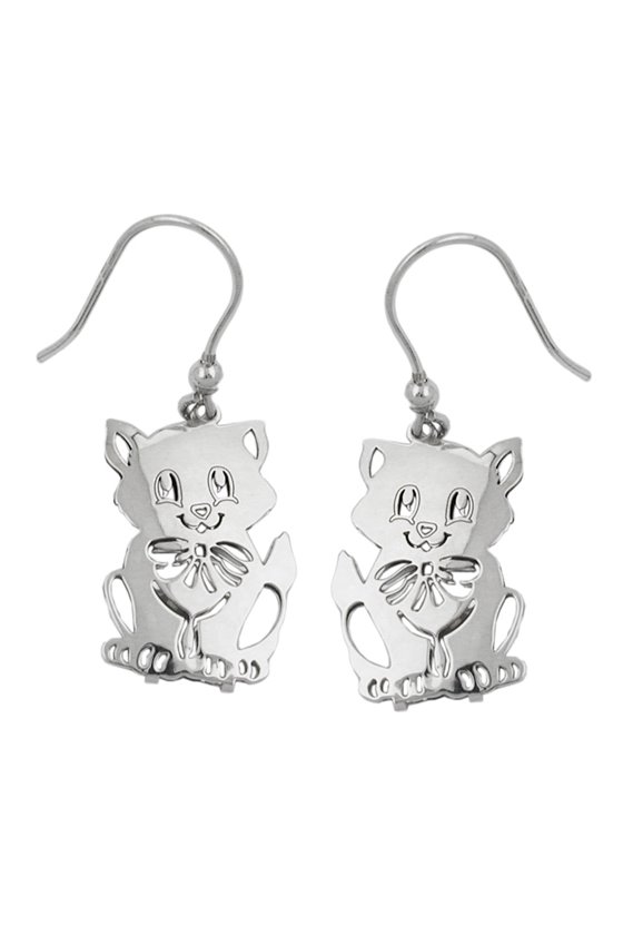 HOOK EARRINGS CATS SILVER 925