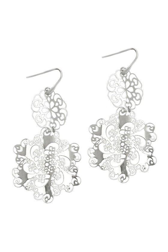 HOOK EARRINGS FLOWERS SILVER 925