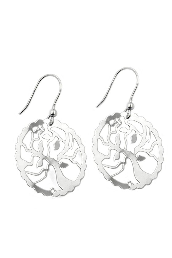 HOOK EARRINGS TREE DESIGN SILVER 925