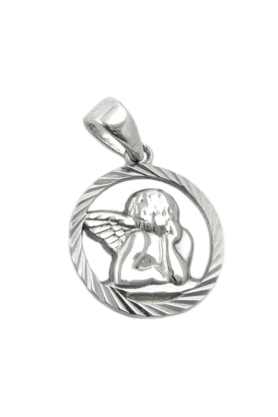 PENDANT ANGEL IN CIRCLE SILVER 925