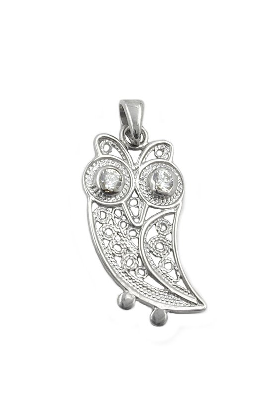PENDANT OWL CUBIC ZIRCONIA SILVER 925