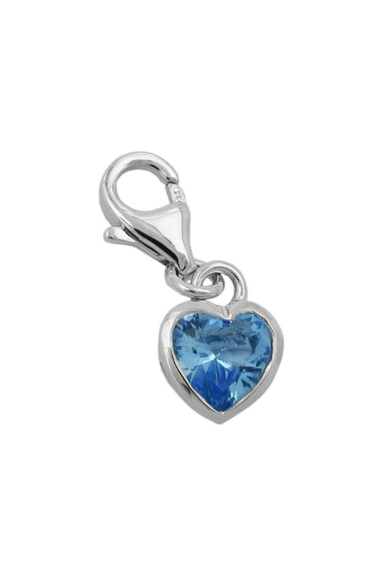 PENDANT CHARM HEART BLUE ZIRCONIA SILVER 925