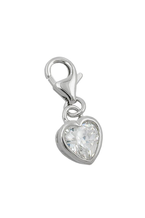 PENDANT CHARM HEART WHITE ZIRCONIA SILVER 925