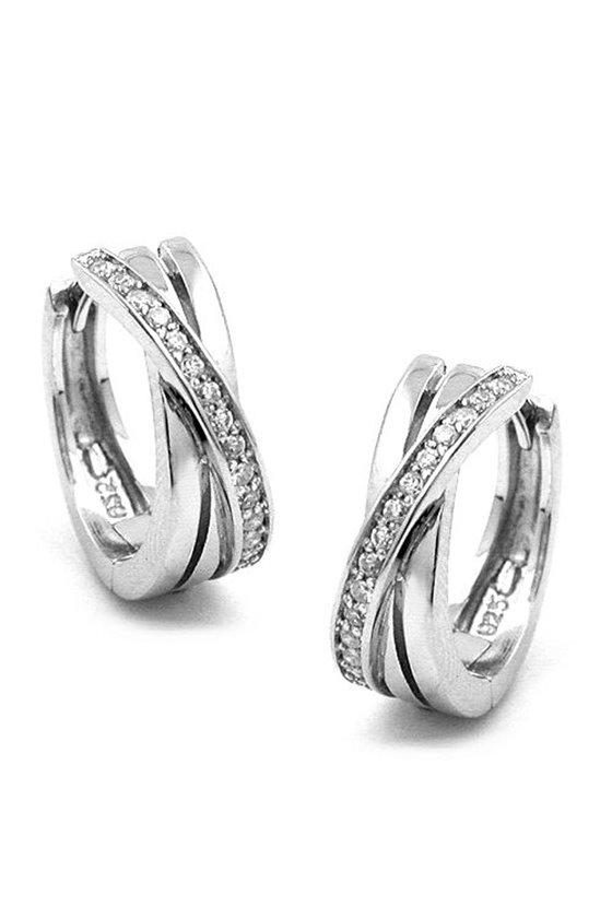 HOOP EARRINGS WITH ZIRCONIA SILVER 925