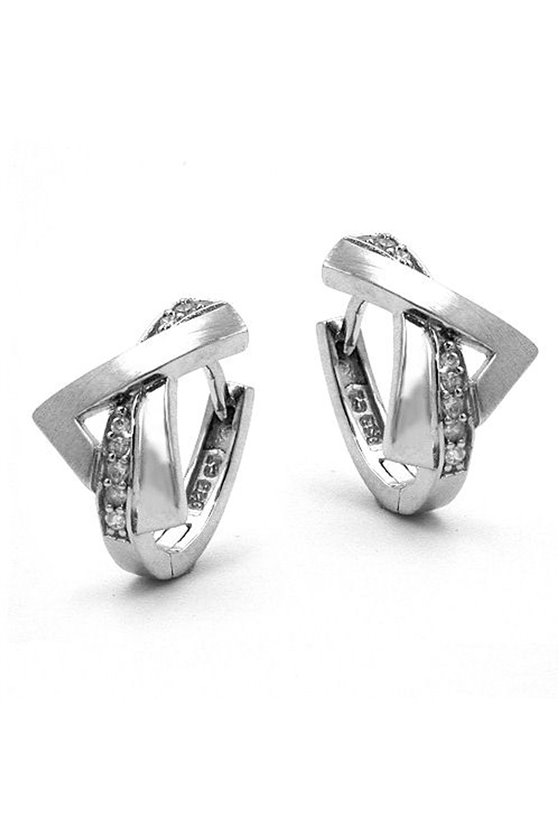 HOOP EARRINGS ZIRCONIA CRYSTALS SILVER 925
