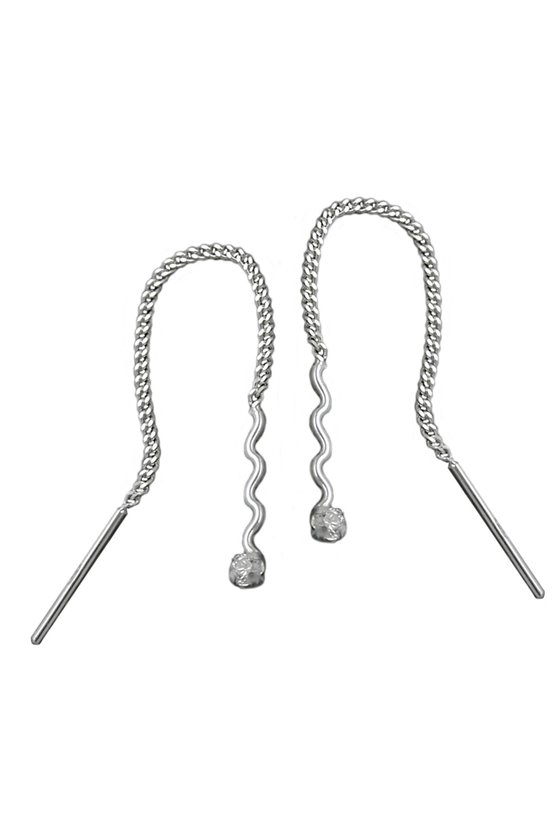EARRINGS WAVE CUBIC ZIRCONIA SILVER 925