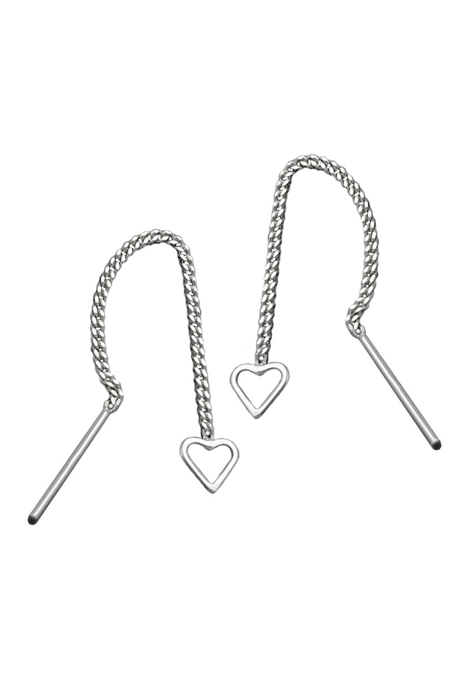 EARRINGS CHAIN WITH HEART SILVER 925