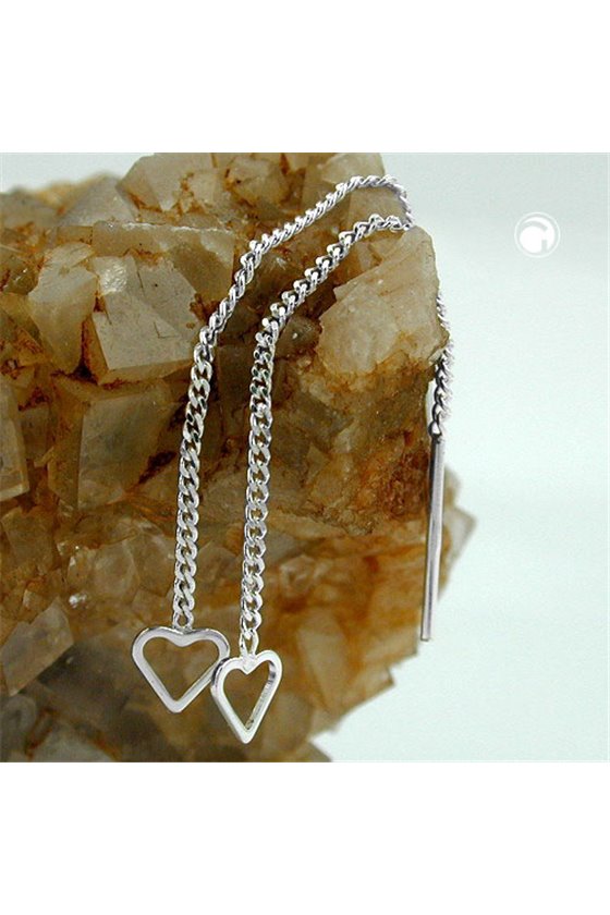 EARRINGS CHAIN WITH HEART SILVER 925