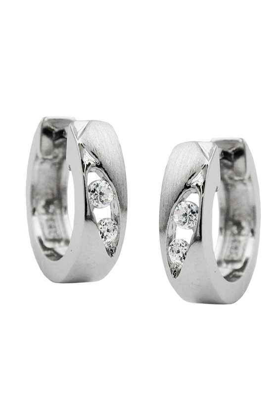 HOOP EARRINGS ZIRCONIA WHITE SILVER 925
