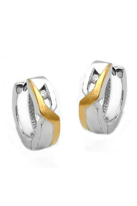 HOOP EARRINGS TWO TONES SILVER 925