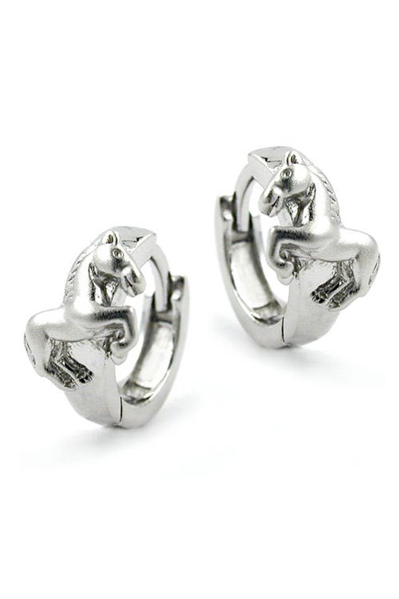 HOOP EARRINGS WITH HORSES SILVER 925