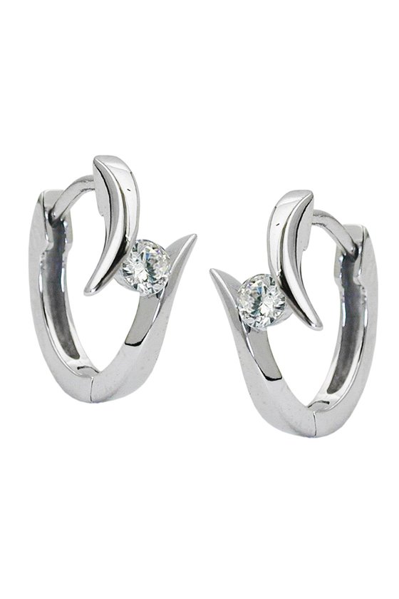 HOOP EARRINGS ZIRCONIA-WHITE SILVER 925