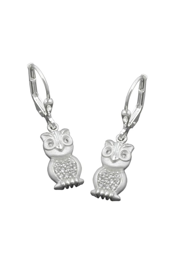 EARRINGS LEVERBACK OWL SILVER 925