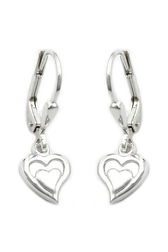 EARRINGS LEVERBACK HEARTS SILVER 925