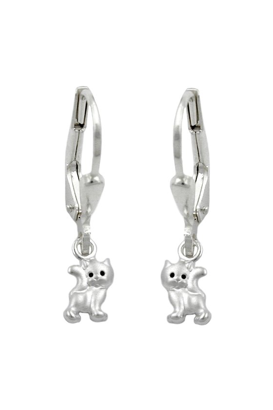 EARRINGS LEVERBACK CAT SILVER 925