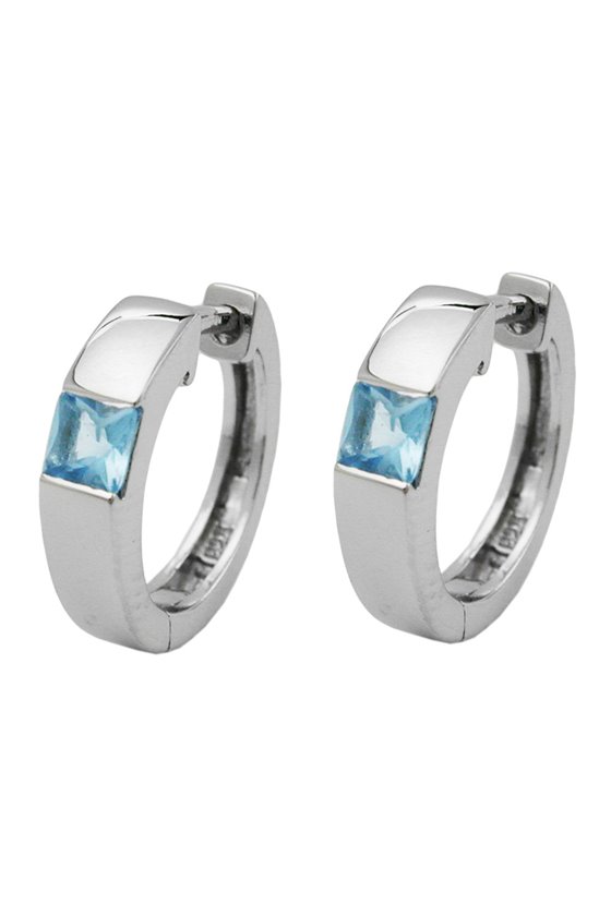 HOOP EARRINGS ZIRCONIA AQUA SILVER 925