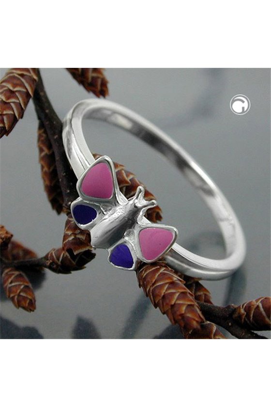 RING BUTTERFLY PINK PURPLE SILVER 925