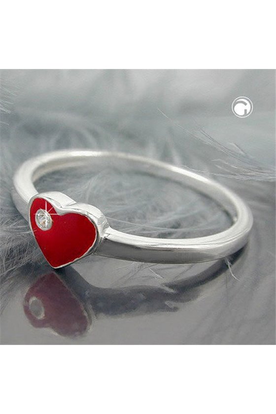 RING RED HEART WITH ZIRCONIA SILVER 925