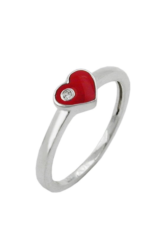 RING RED HEART WITH ZIRCONIA SILVER 925