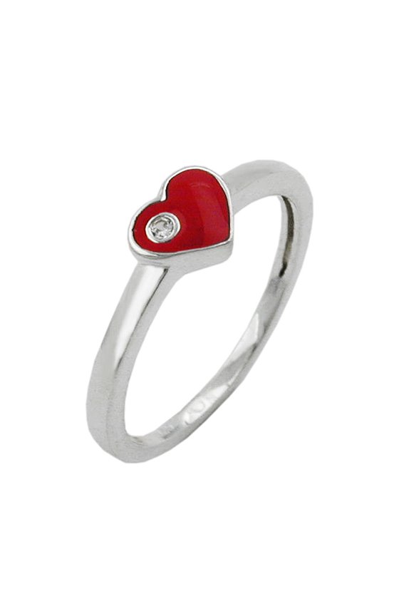 RING RED HEART WITH ZIRCONIA SILVER 925