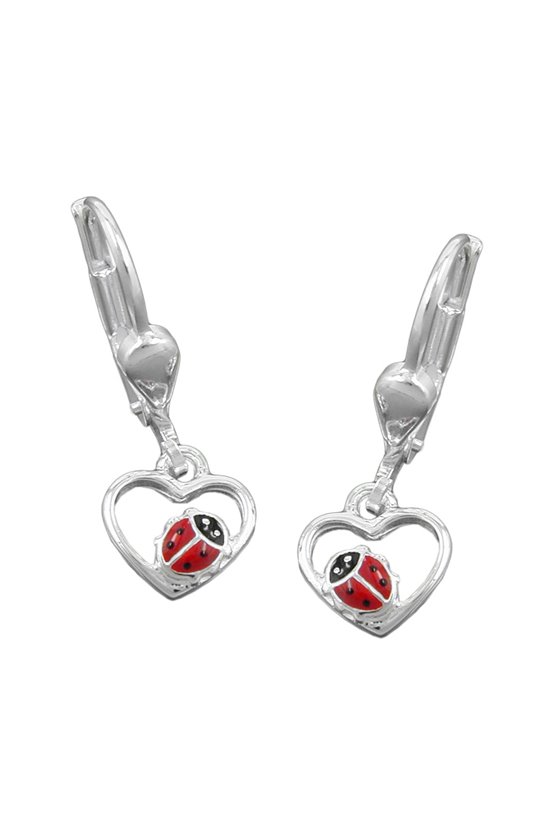 EARRINGS HEART LADYBIRD SILVER 925