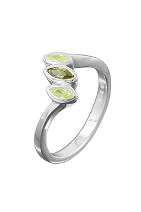 RING ZIRCONIA CRYSTALS OLIVINE/ PERIDOT SILVER 925