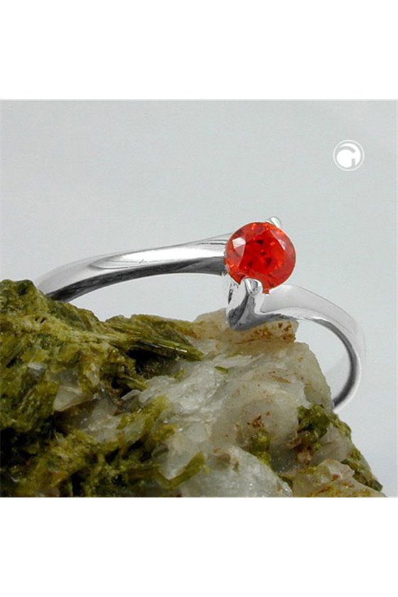 RING ORANGE ZIRCONIA CRYSTAL SILVER 925